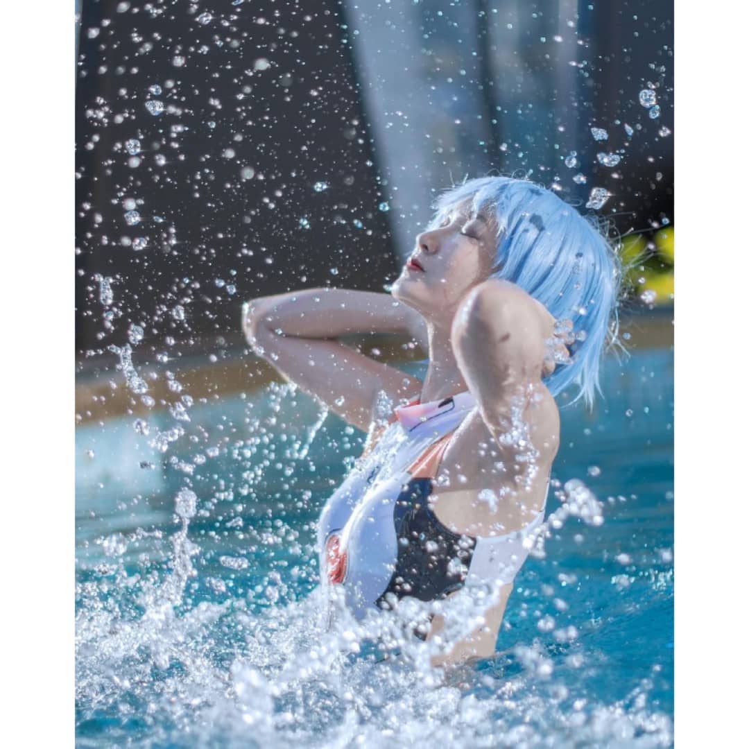  #Anime #cosplay #evangelion #rei #ayanami #swimsui...