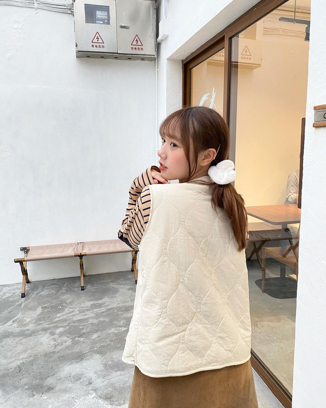  棉質間條tee + 夾棉背心
簡單樸實的單�...