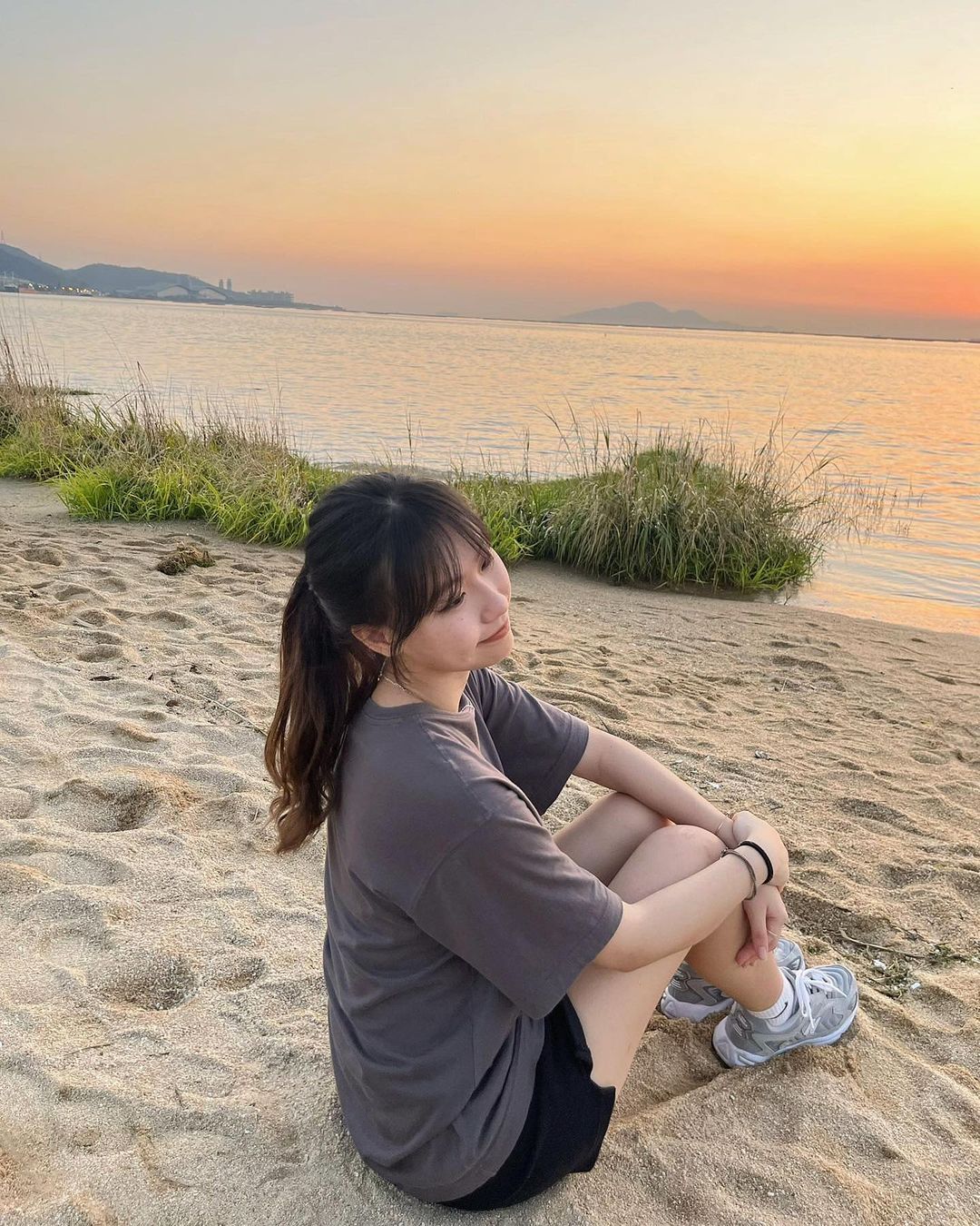  日落與海
